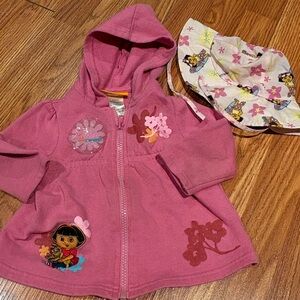 Dora the Explorer Pink Hooded Sweater with Sun Hat